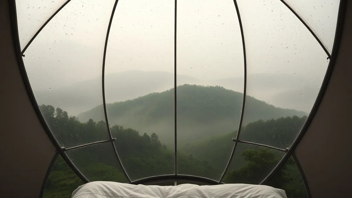 glamping in rain