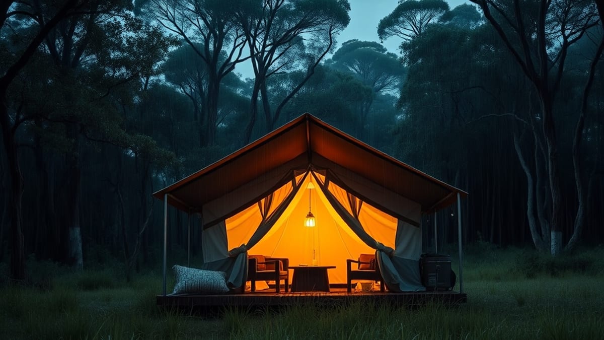 glamping in rain