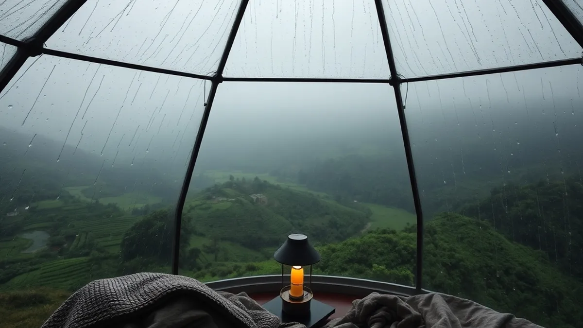 glamping in the rain