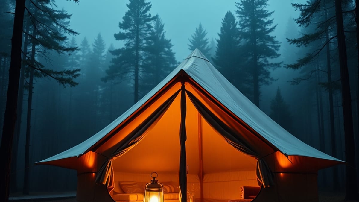 glamping in the rain