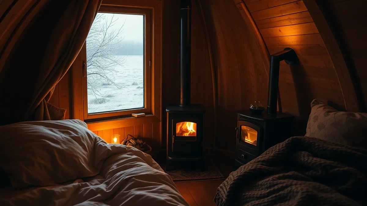 glamping pods in winter