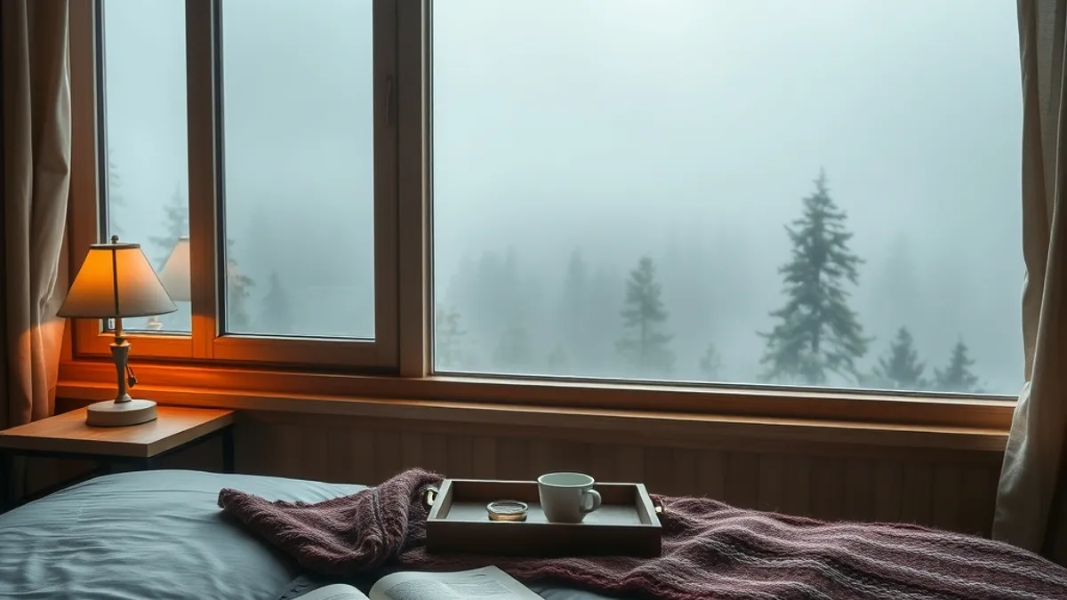 rainy day at a lodge