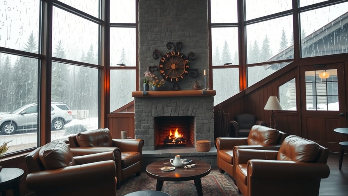 rainy day at a lodge